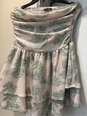 Julia Cream dress with Sage Toile Print